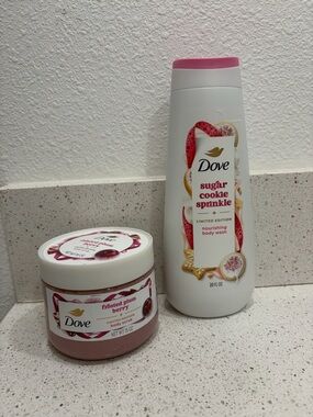 Dove Sugar Scrub And Body Wash Set Sugar Cookie Sprinkle Plum Berry NEW